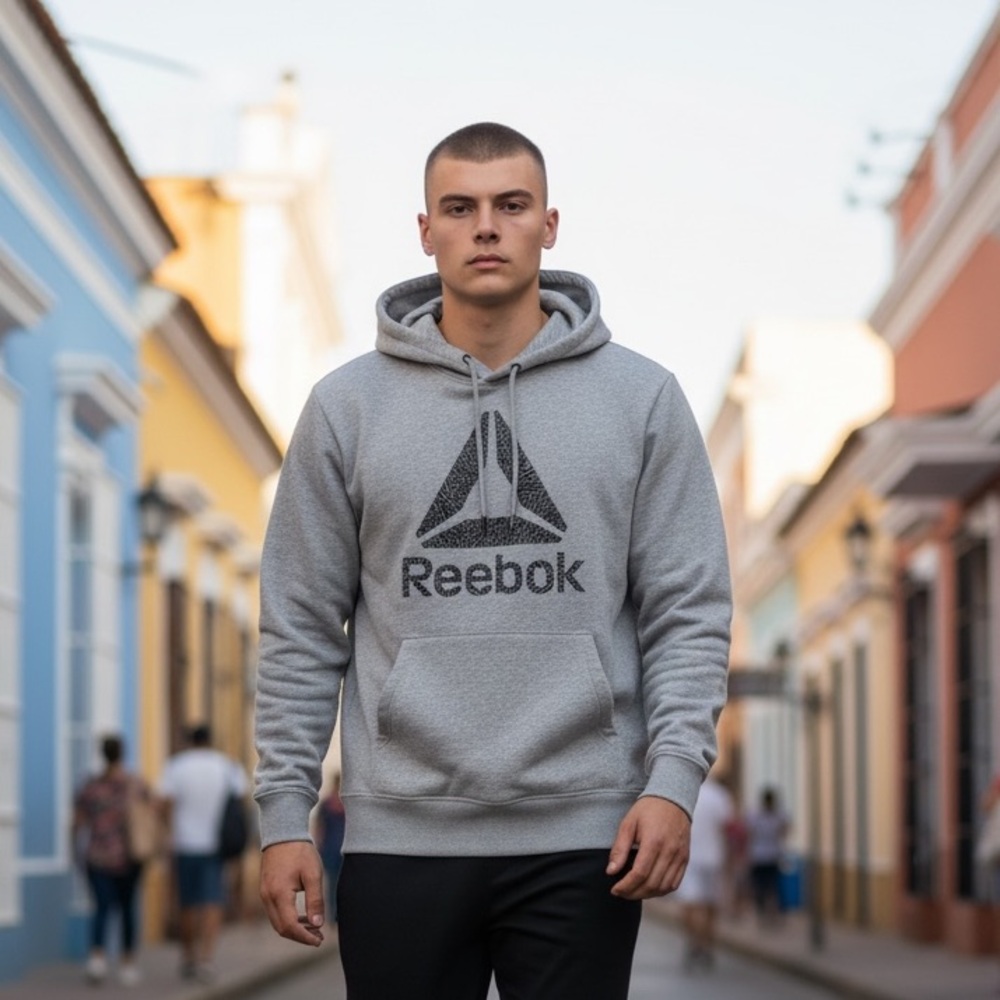 Reebok Heather Gray Men's Hoodie. SIZE XL